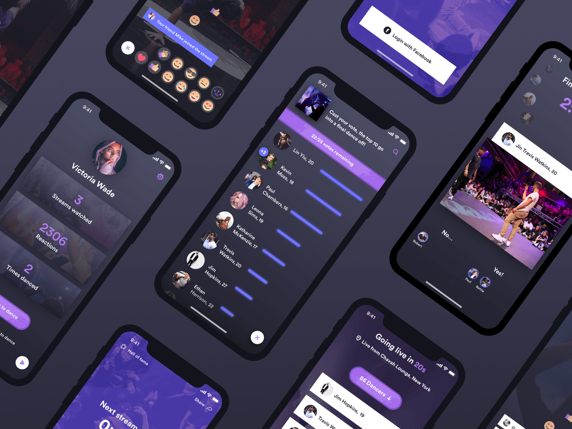 Mobile app interface showcasing live streaming, social engagement, and interactive features for optimal user experience.