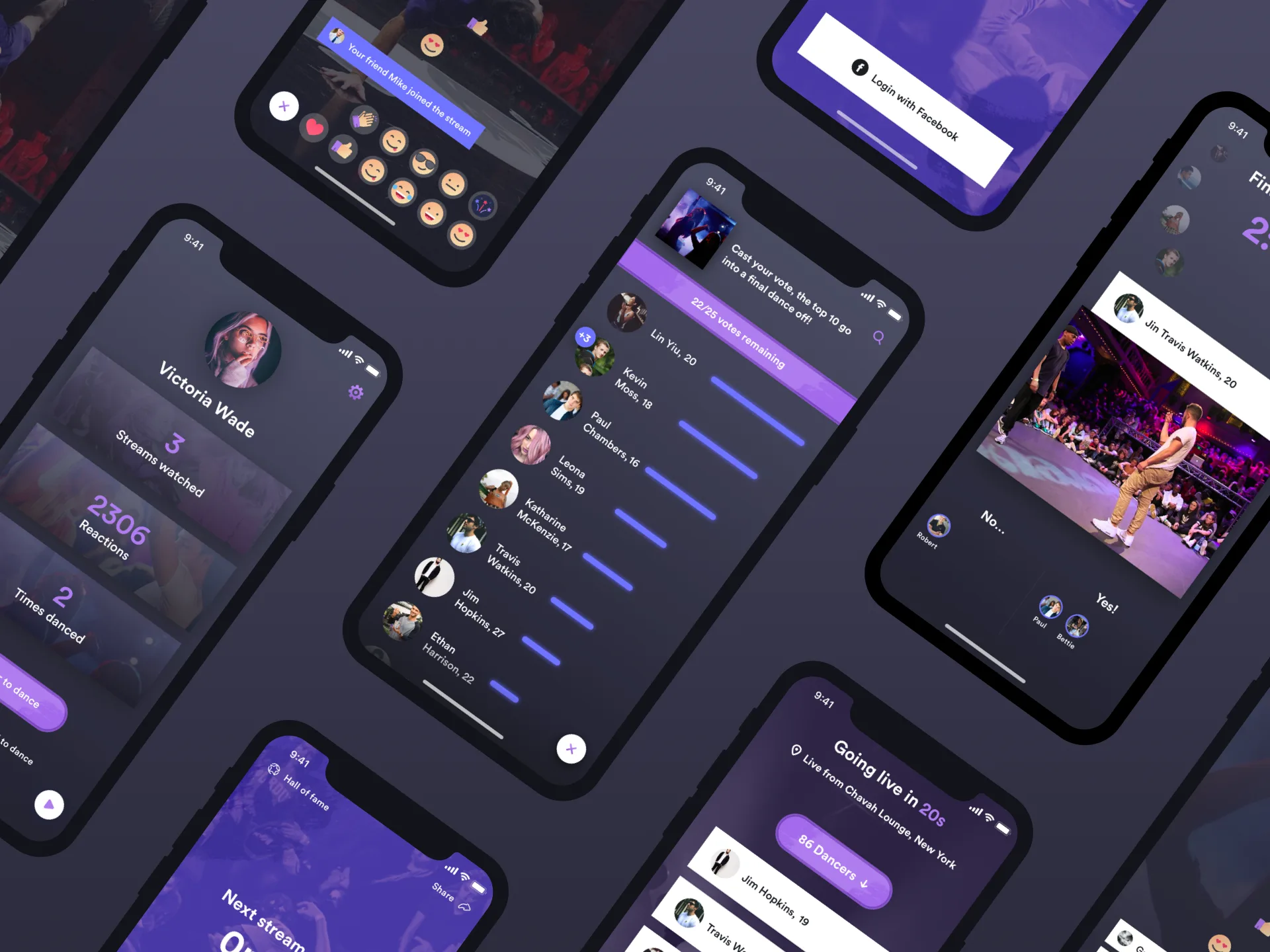 Mobile app interface showcasing live streaming, social engagement, and interactive features for optimal user experience.